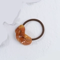 Brauner Haargummi mit bernsteinfarbener Acetatkette und France Handmade Inschrift - 5.2cm / Runde Schnalle-Bernstein (5.2cm)