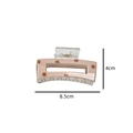 Detail of 8.5cm pink square hair claw clip with brown polka dots and Barrette La France text - Rose Gold