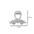 Macro shot of 7.2cm transparent hair claw clip with heart pearls and dimensions - White (Heart Design)