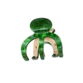 Elegante pinza per capelli in acetato verde smeraldo marmorizzato con base dorata - Verde Vibrante (5.3cm)