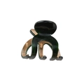 Elegante pinza per capelli in acetato verde scuro con denti in metallo dorato per acconciature - Verde Smaltato (5.3cm)