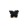 Pinza para el pelo de mariposa en acrílico negro con dientes de metal dorado en blanco - Negro (2cm)