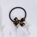Tortoiseshell resin bow hair tie with dark brown elastic cord for vintage hairstyles - Bow-Tortoiseshell (3.8cm)