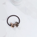 Brown elastic hair tie with a leopard print acetate bow pendant for women - Bow-Beige Tortoiseshell (3.8cm)