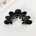 Pince à cheveux élégante en acrylique ondulé noir et blanc pour coiffures féminines - Noir Uni 8.8cm
