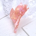 Molla per capelli a forma di tulipano rosa in acetato perlato su una rivista - Rosa fantasma