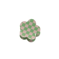 Mini bloem haarklem met groen en roze schaakbordpatroon van glanzend acryl - Groene Schaakbordbloem 2.5cm