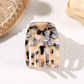 Fashionable tortoise shell hair claw with white smiley face patterns for women's hairstyle - Leopard Smiley Face 4.5cm