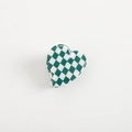 Mini heart-shaped hair claw clip featuring a green and white checkerboard acetate pattern - Green and White Checkerboard (2.5cm)