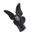 Glossy black butterfly hair claw clip with strong spring for stylish women's updo styles - Deep Black (11.5cm)