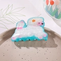 Pince à cheveux caniche mignonne en acrylique blanc nacré et bleu pour femmes - Mouton 7.8cm