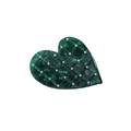 Pinza para el pelo corazón vintage francés verde oscuro con textura de mármol y perlas - Verde Menta 9cm