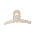 Elegant cream hair claw clip with iridescent heart detail and pearl accents - Sparkling Heart Apricot (13cm)