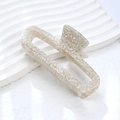 Pinza per capelli quadrata in acetato bianco traslucido con eleganti pois bianchi - 9.5CM / Pois Bianchi