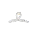 Pinza para el pelo transparente iridiscente con perlas y muelle de metal dorado - 11cm / Gris Fantasma