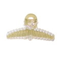 Pince à cheveux vert-jaune translucide avec perles et détail papillon iridescent - Ours Étincelant Vert Olive (13cm)