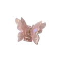 Iridescent pink double-layer butterfly hair claw clip with a 3D translucent finish - 4.8cm / Aurora Light Pink