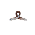 Bernsteinfarbene Haarklammer mit Kristallperlen und Herzsteinen für Damen - Hellbraun Schleifenclip 11cm