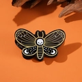 Pinza per capelli a pipistrello gotico con teschio bianco e dettagli celesti oro - 8cm / Stile Farfalla con Teschio (Libellula 8cm)