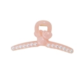 Pince à cheveux rose translucide effet jelly avec perles et design en forme de cœur - Petit Cœur Rose (13cm)