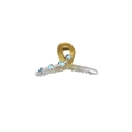 Elegant gold claw clip with heart-shaped aurora crystals and intricate openwork design - Yellow Ribbon Clip 11cm