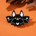 Pinza per capelli a pipistrello gotico nero con stampe spettrali per stile Halloween - 9cm / Pipistrello Luna e Stelle