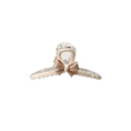 Translucent large hair claw clip with a brown bow accent and cream white trim - Apricot Bowknot Hair Claw 10.5cm