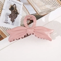 Elegante pinza per capelli a fiocco rosa lucido per acconciature chignon autunnali - Fiocco Rosa 11.5cm