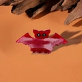 Sparkly red bat hair claw clip with fine glitter for Halloween hair accessories - Red Bat