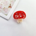 Cute mushroom-shaped cellulose acetate hair claw clip with red and white marble finish - Red Mushroom 4.6cm