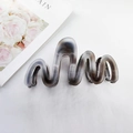 Large gradient marble pattern hair claw clip with wave design for thick hair styling - M-Shape Style / 10cm / White