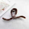 Large French acetate hair claw clip with brown tortoiseshell marble pattern design - Ribbon Style / 11.5CM / Gray