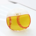 Creative yellow softball pattern acrylic hair claw clip with golden metal spring - Yellow Baseball (7.9cm)