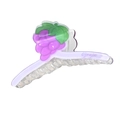 Large iridescent acrylic hair claw clip with purple 3D grape design and Grape text - Grape Pattern Style (Grape)
