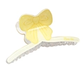 Chic cream and yellow acrylic hair claw clip featuring a sweet large bow tie design - Bow Tie Pattern Style (Bow tie)