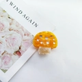 Cute mushroom hair claw clip in yellow and white marble acetate finish for women - Yellow Mushroom 4.6cm