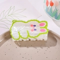 Cute white acrylic hair claw with cartoon animal print and green outline detail - Green Rabbit 8.3cm