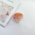 Cute mushroom hair claw clip in orange pink marble acetate with white polka dots - Pink Mushroom 4.6cm