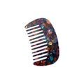 Elegant tortoiseshell acetate hair comb with wide teeth and marble texture pattern - 10cm / Multicolor Blue