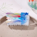 Pince à cheveux méduse mignonne en acrylique avec vagues colorées et décor d'étoile - Pince Méduse 8.5cm