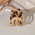 Tortoiseshell acetate hair claw clip with golden smiley face patterns for women - Leopard Yellow Smiley Face 4.5cm