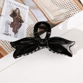 Glossy black large butterfly hair claw clip with mirror finish for elegant hairstyling - Black Bowknot 11.5cm