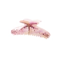 Pink marble acetate starfish hair claw clip with rhinestones for elegant styling - Pink Starfish Rhinestone Shark Clip