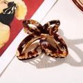 Eleganter Haarklammer mit Schildpatt-Schmetterling und goldenem Metallrahmen für Damen - Bernstein