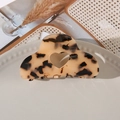 Tortoiseshell acetate hair claw clip featuring a heart cutout and brown leopard pattern - Leopard Hollow Out Hair Clip 8cm