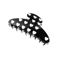 Grande pince à cheveux noire minimaliste avec motifs cœurs blancs et finition en résine - 11cm / Noir Cœur (DZ0043)