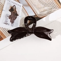Elegant dark coffee bow hair claw clip with glossy finish for women hair styling - Chocolate 11.5cm