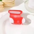 Cute Christmas stocking hair claw clip with snowflake pattern on white ceramic plate - Christmas Sock