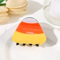 Cute candy corn triangle hair claw clip in white orange yellow festive colors - Hat (Black Base) / 6cm