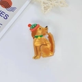 Pinza per capelli Golden Retriever con cappello festivo rosso e sciarpa verde carina - Cane Buon Natale (xh72)